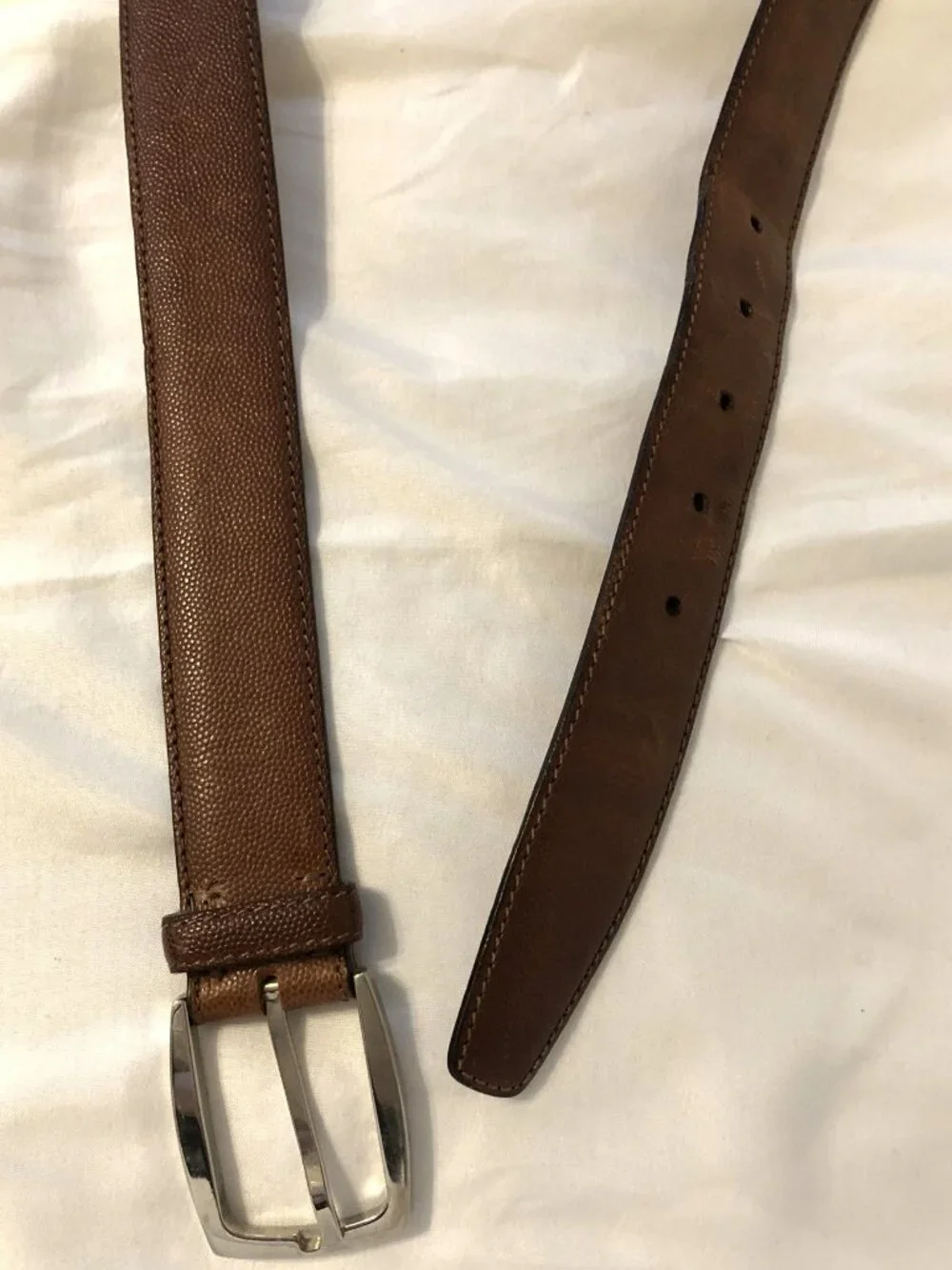 Brioni Men's Brown Leather Belt Size 38 100 Handmade In Italy Silver Buckle